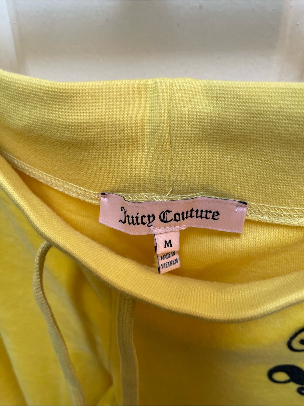 Juicy Couture Yellow Velour Straight Leg Pants with Black Scroll Logo - Picture 4 of 5